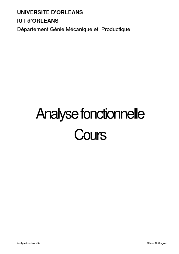 Analyse fonctionnelle Cours