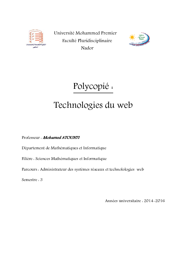 Polycopié : Technologies du web