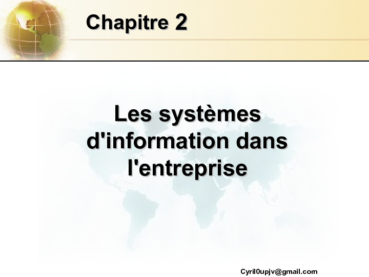 2 Les systèmes d'information dans l'entreprise