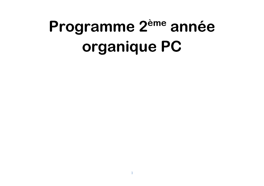 Programme 2ème année organique PC