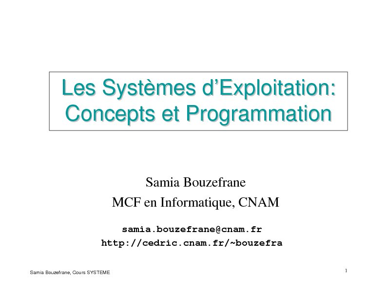 Les Systèmes d'Exploitation: Concepts et Programmation