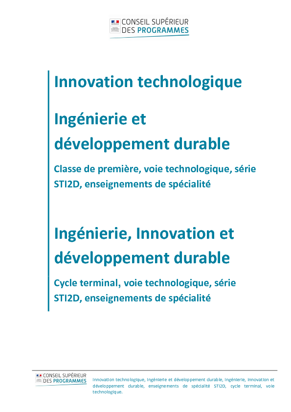 Innovation technologique Ingénierie et développement durable