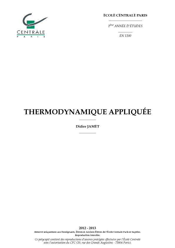 Thermodynamique Appliquée