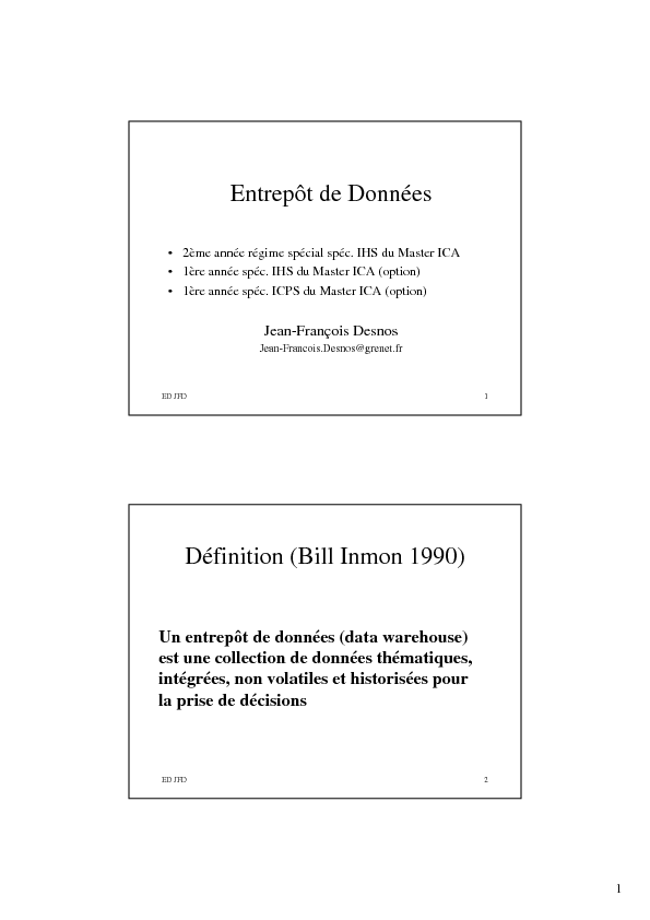 Entrepôt de Données Définition (Bill Inmon 1990)