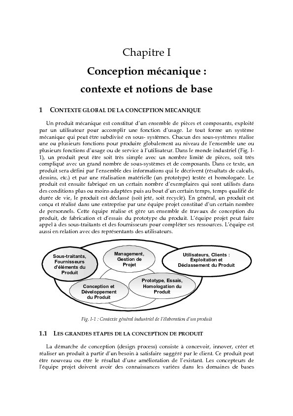 Chapitre I Conception mécanique : contexte et notions de base