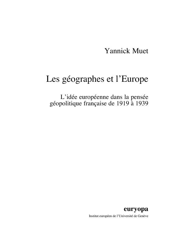 Les géographes et l'Europe
