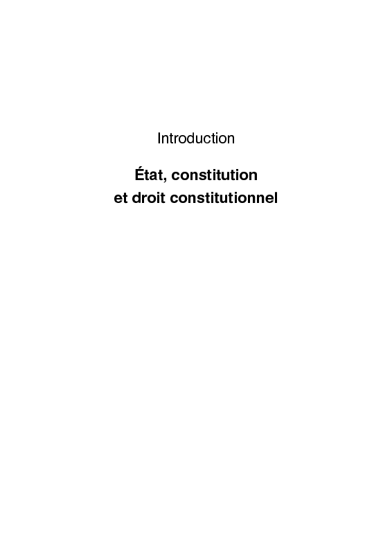 Introduction État constitution et droit constitutionnel
