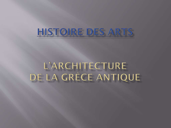 L'architecture en Grèce antique