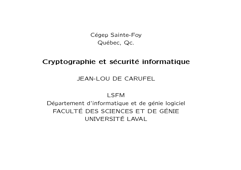 Cryptographie et sécurité informatique