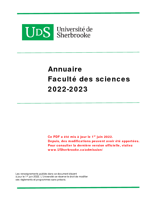 Annuaire Faculté des sciences 2022-2023