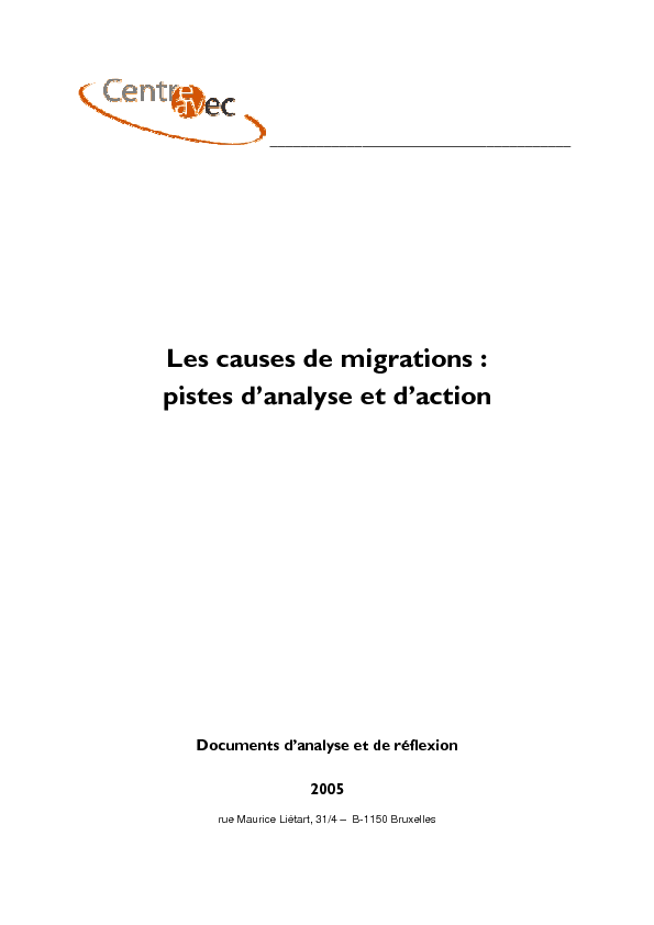Les causes de migrations : pistes danalyse et daction