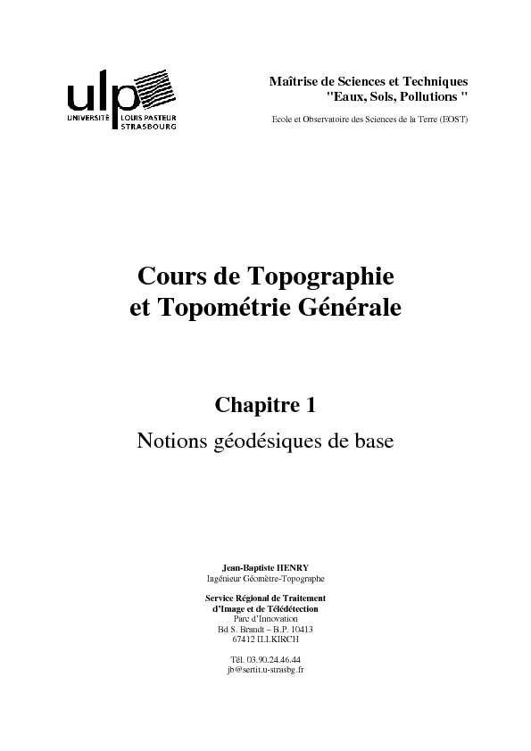 Cours de Topographie et Topométrie Générale