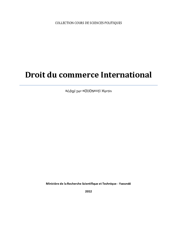 Droit du commerce International