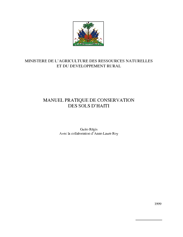 MANUEL PRATIQUE DE CONSERVATION DES SOLS DHAITI