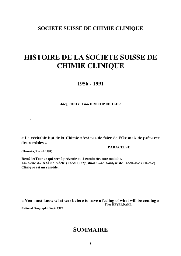 SOCIETE SUISSE DE CHIMIE CLINIQUE