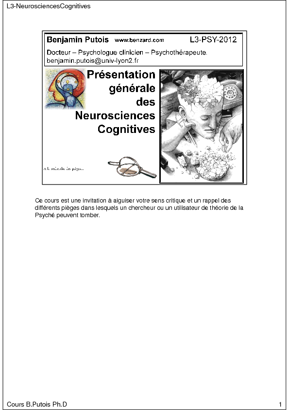 L3-NeurosciencesCognitives Cours BPutois PhD 1