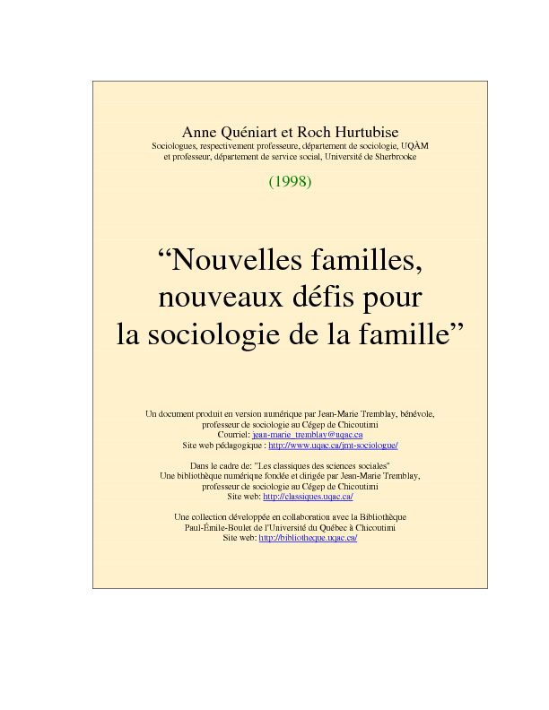 “Nouvelles familles nouveaux défis pour la sociologie de la famille”