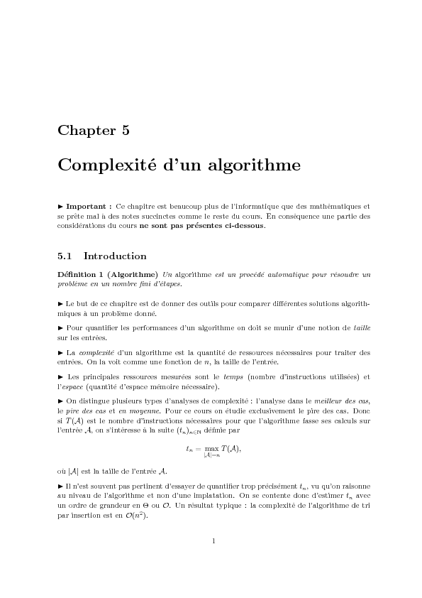 Complexité dun algorithme