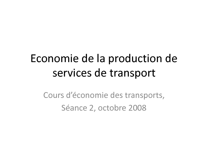 Economie de la production de services de transport