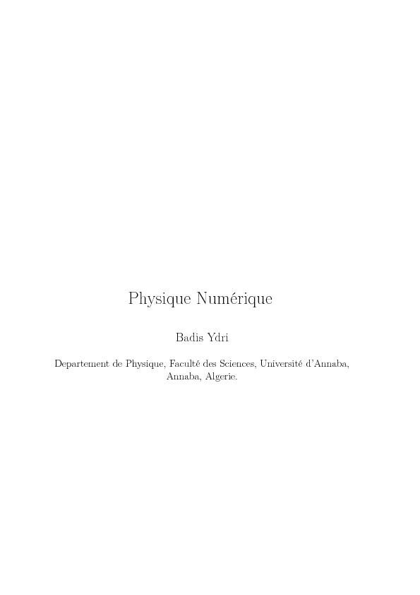 Physique Numérique