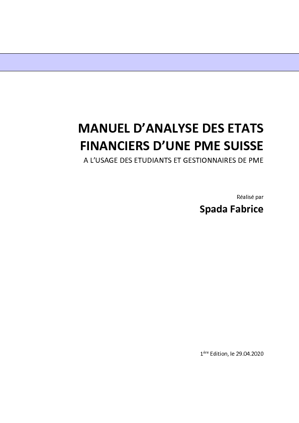 manuel d'analyse des etats financiers d'une pme suisse