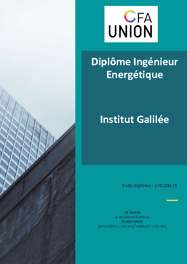 Diplôme Ingénieur Energétique Institut Galilée